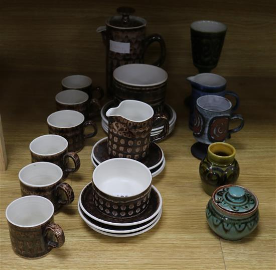 A collection of Rye pottery and a 1960s Old Hall Robert Welch teapot